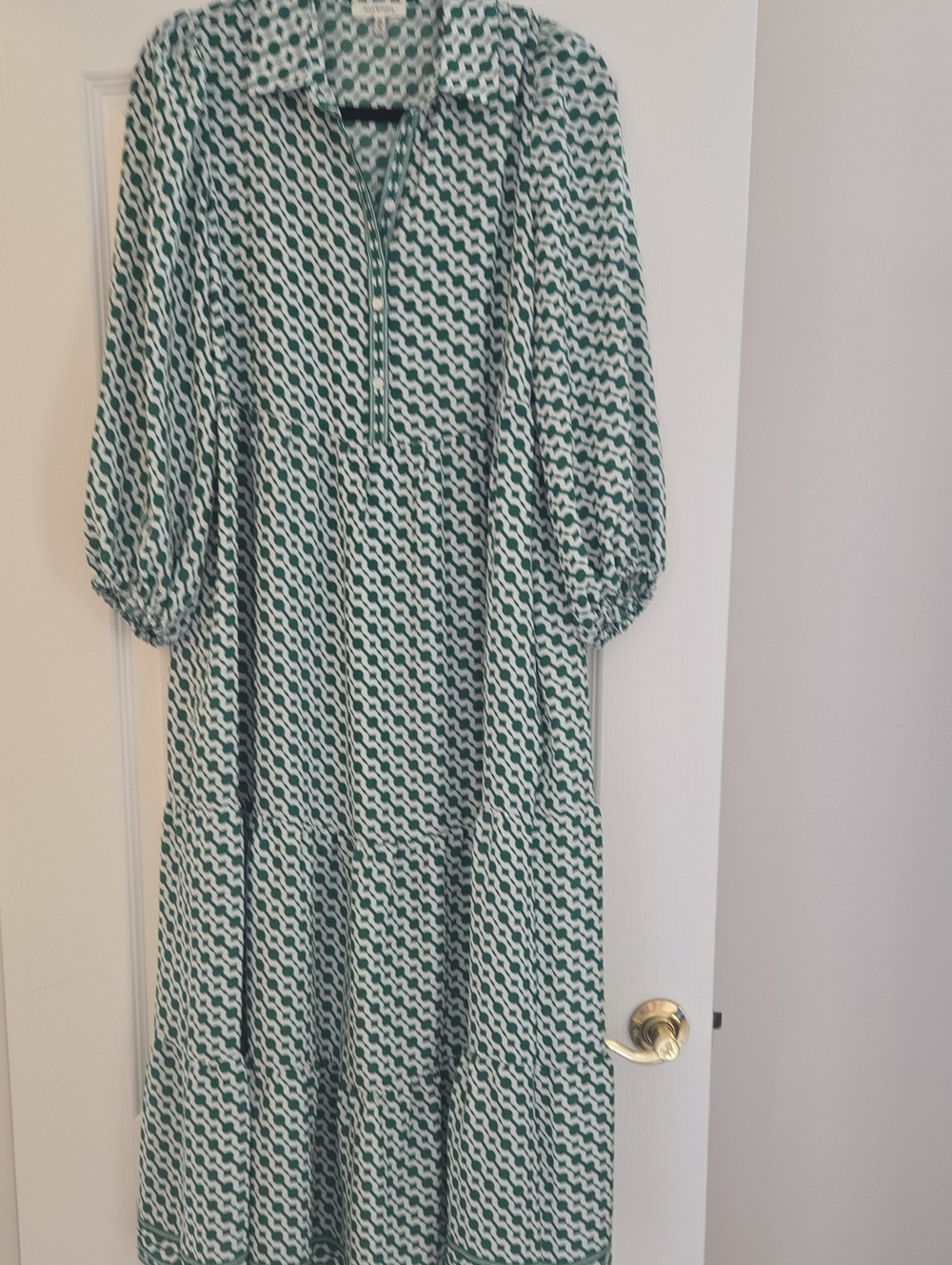Max Studio Green Patterned Midi Shirt Dress